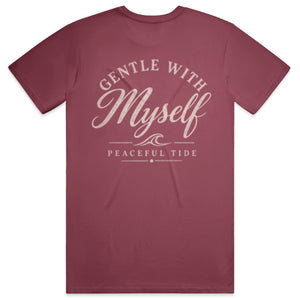 Gentle With Myself Tee in Chili — folded flat