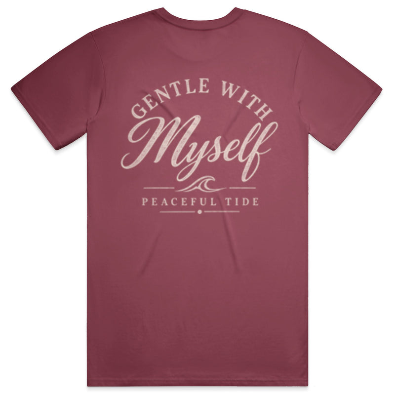 Gentle With Myself Tee in Chili — folded flat