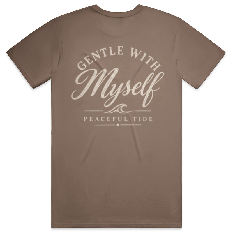 Gentle With Myself Tee in Espresso — folded flat