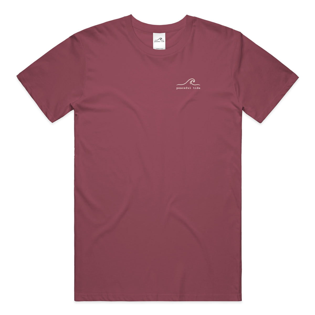 Still Here Still Trying Mental Health Awareness Tee in Chili — Front, worn on model