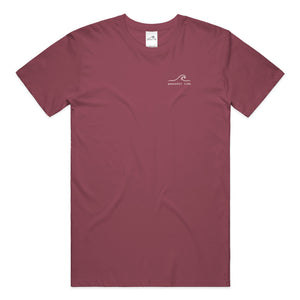Still Here Still Trying Mental Health Awareness Tee in Chili — Front, worn on model