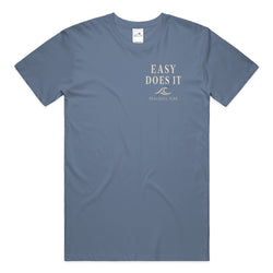 Easy Does It Tee in Blue Jean — Front, worn on model