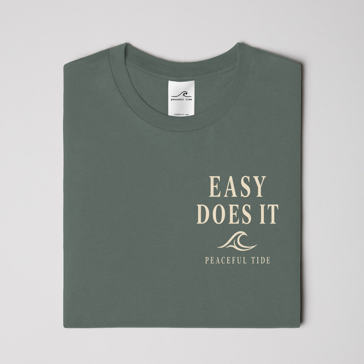 Easy Does It Tee in Blue Spruce — Fabric detail close-up