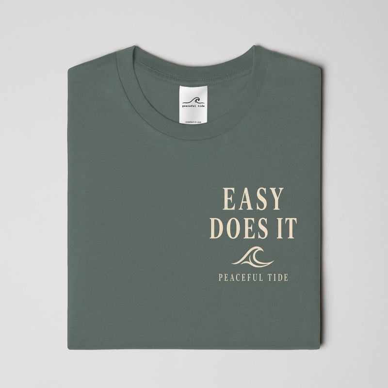 Easy Does It Tee in Blue Spruce — Fabric detail close-up