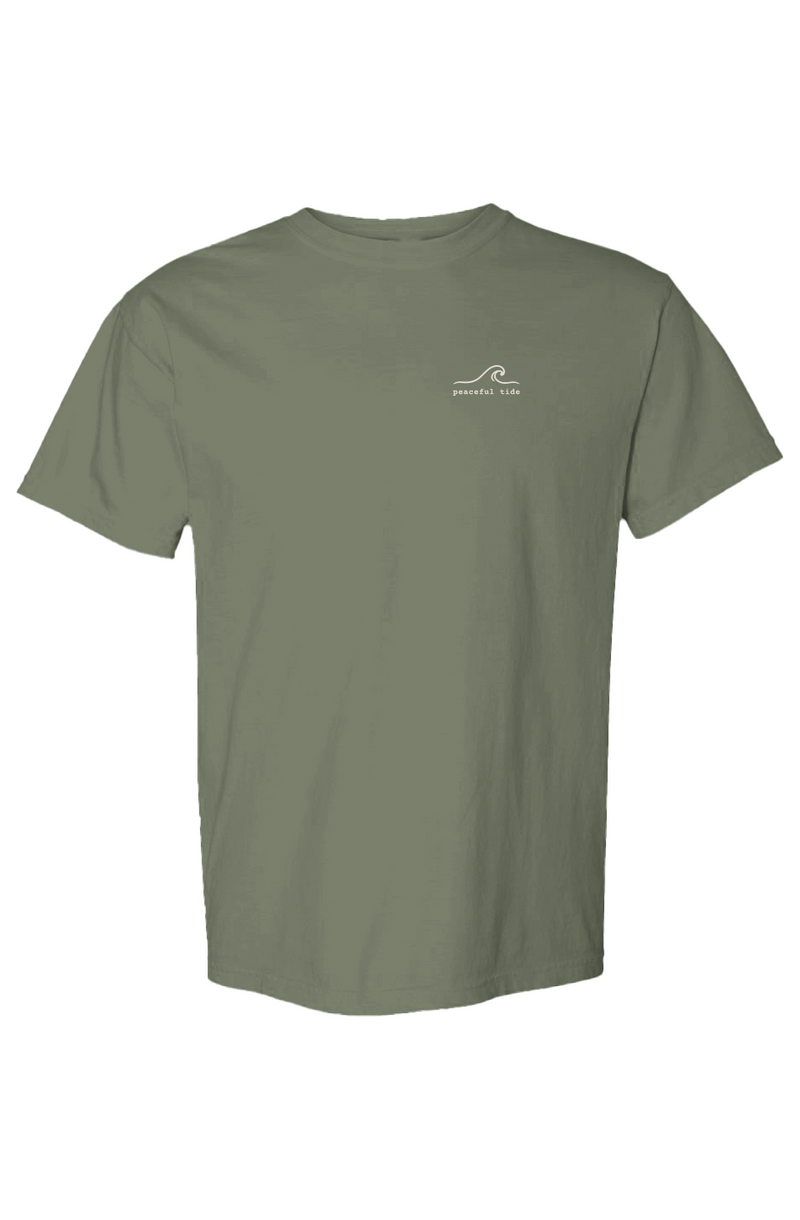 Anchored In Hope Tee in Moss — Front, worn on model