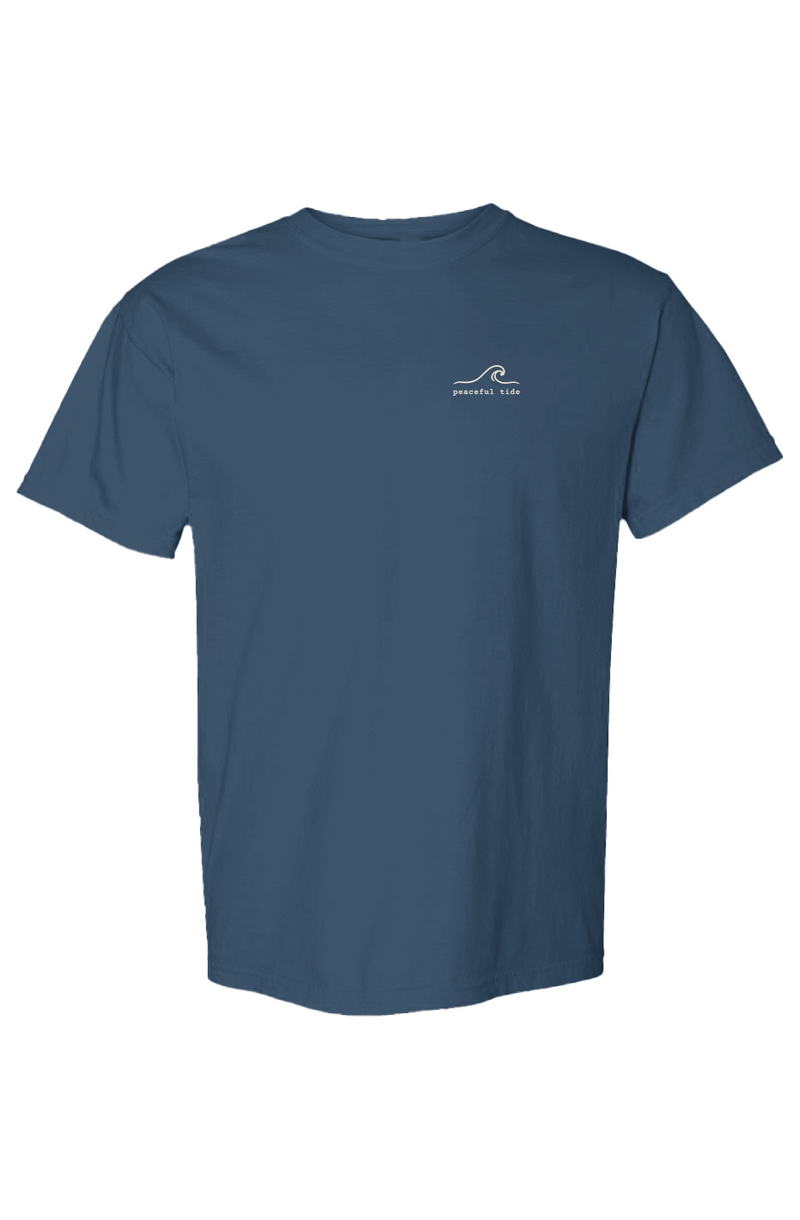 Anchored In Hope Tee in midnight — Front, worn on model
