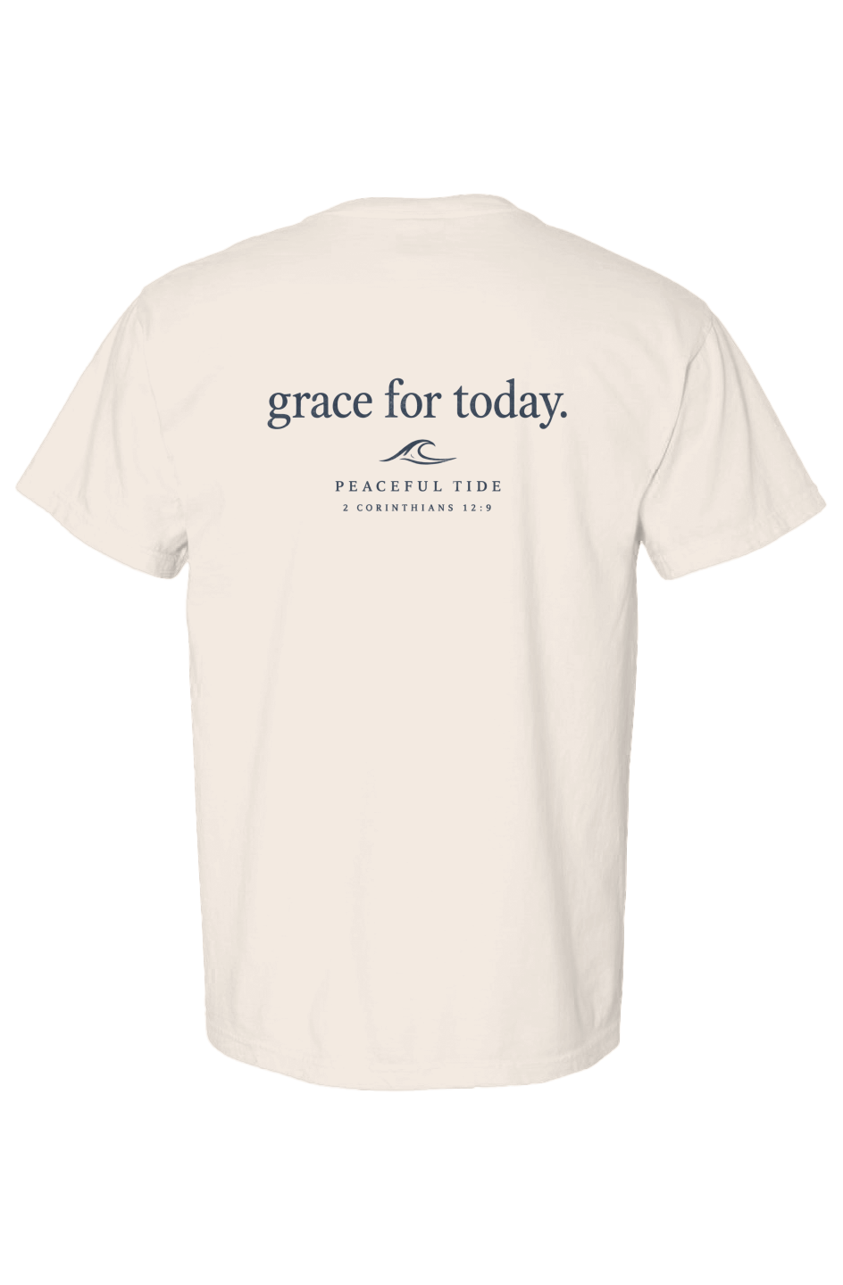 Grace For Today Tee in Ivory — Back, worn on model