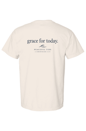 Grace For Today Tee in Ivory — Back, worn on model