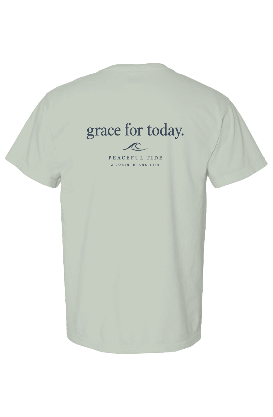 Grace For Today Tee in Bay — Back, worn on model