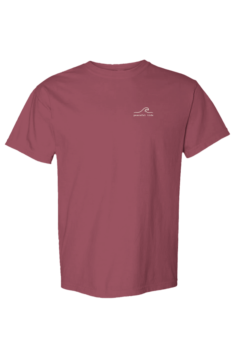 Walk By Faith Tee in Chili — Back, worn on model