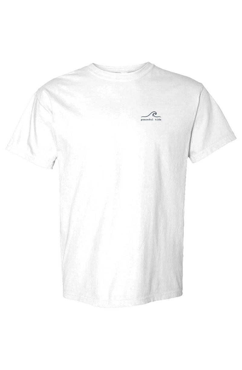 Jesus Saves Ask Me How I Know Tee in white — Back, worn on model