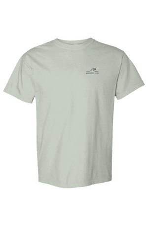 Jesus Saves Ask Me How I Know Tee in Bay — Front, worn on model
