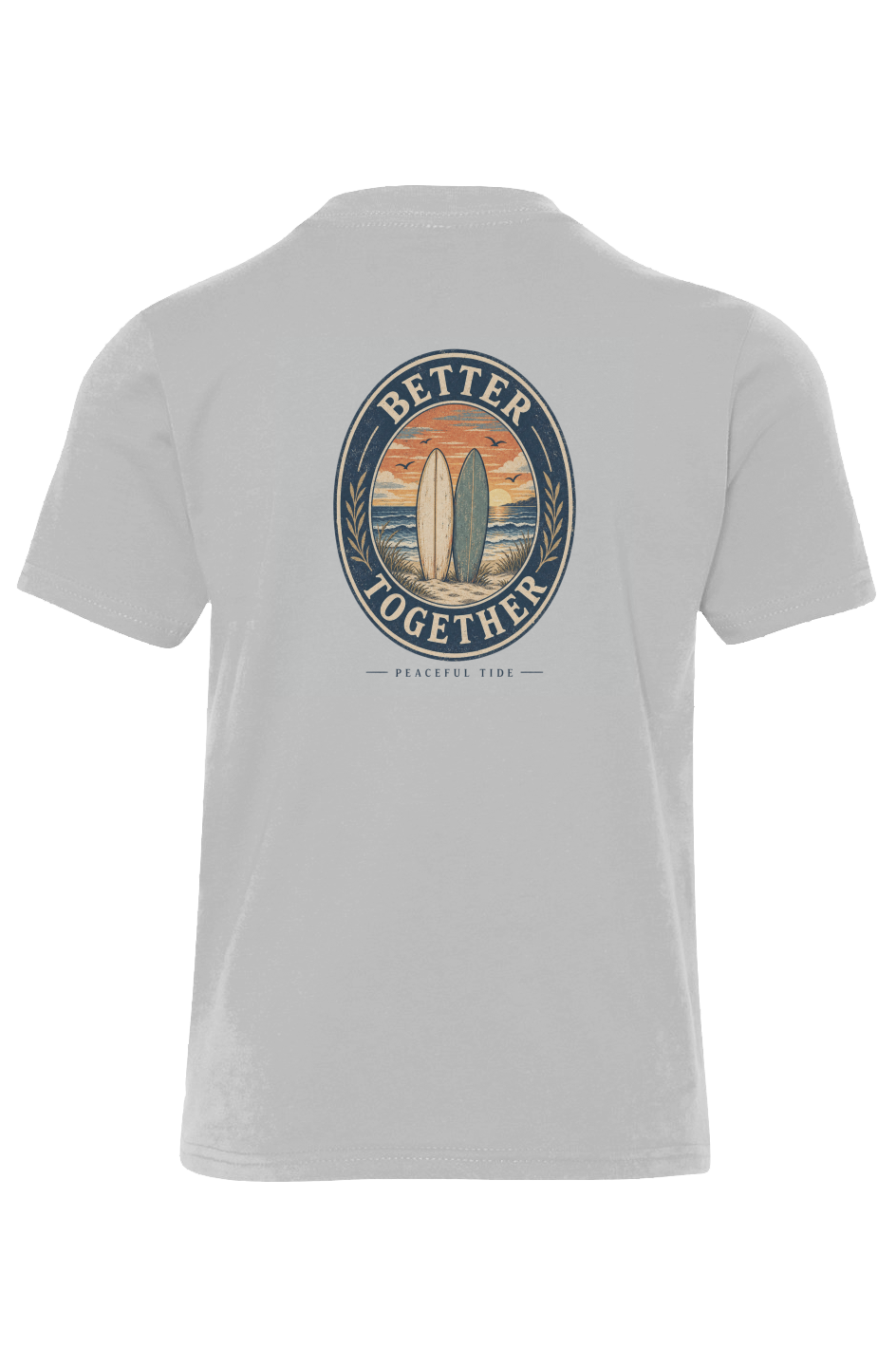 Better Together Youth Tee in Light Grey — front view on model