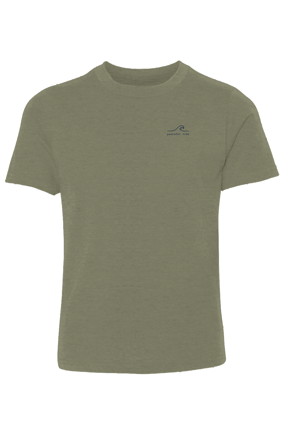 Better Together Youth Tee in military green — front view on model