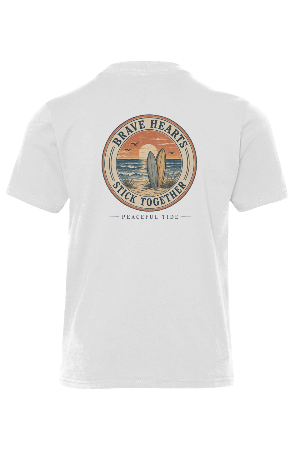 Brave Hearts Stick Together Youth Tee in White — front view on model