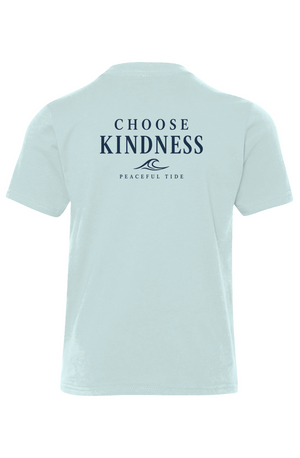 Choose Kindness Youth Tee in light blue — folded flat