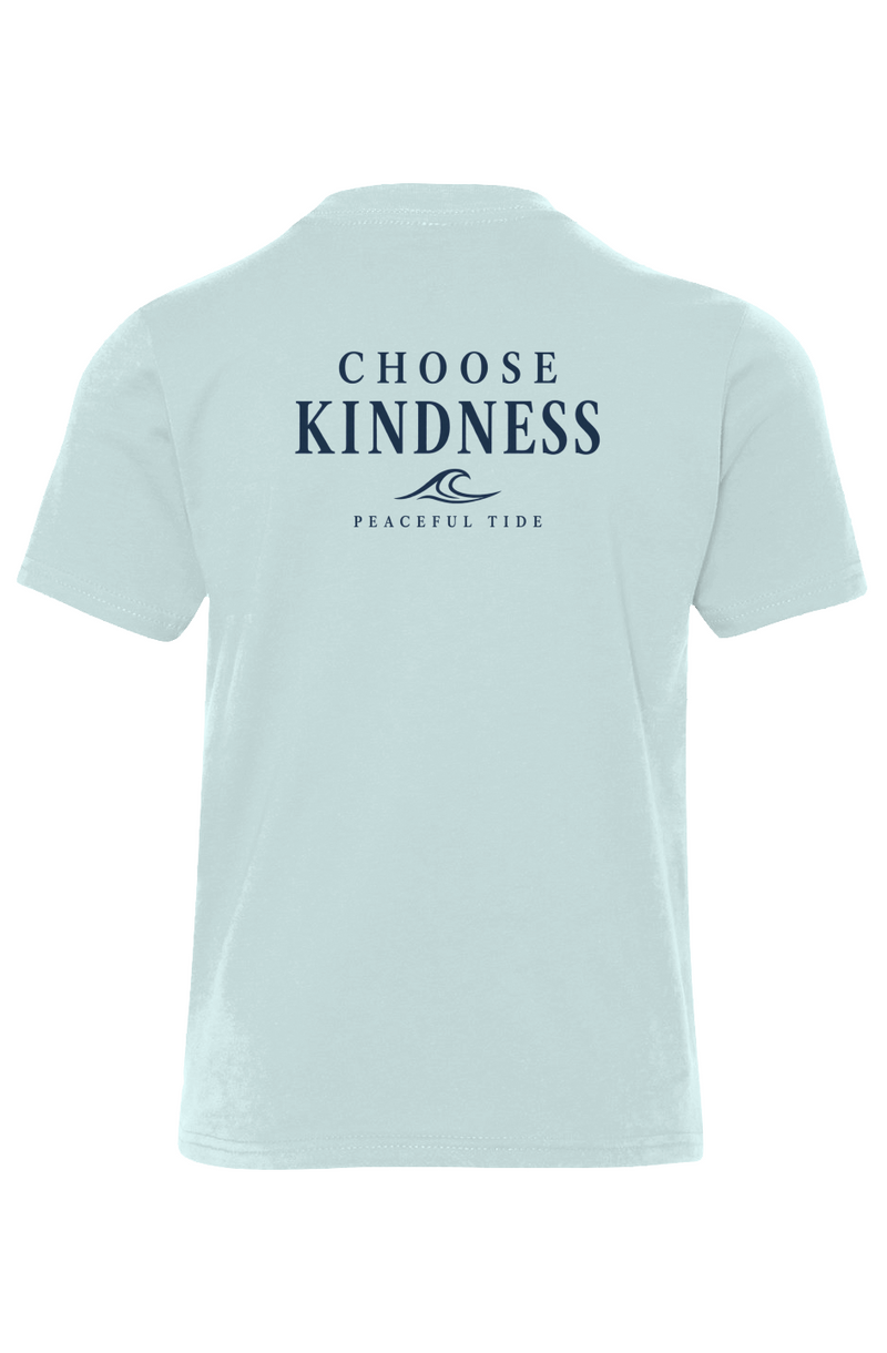 Choose Kindness Youth Tee in light blue — folded flat