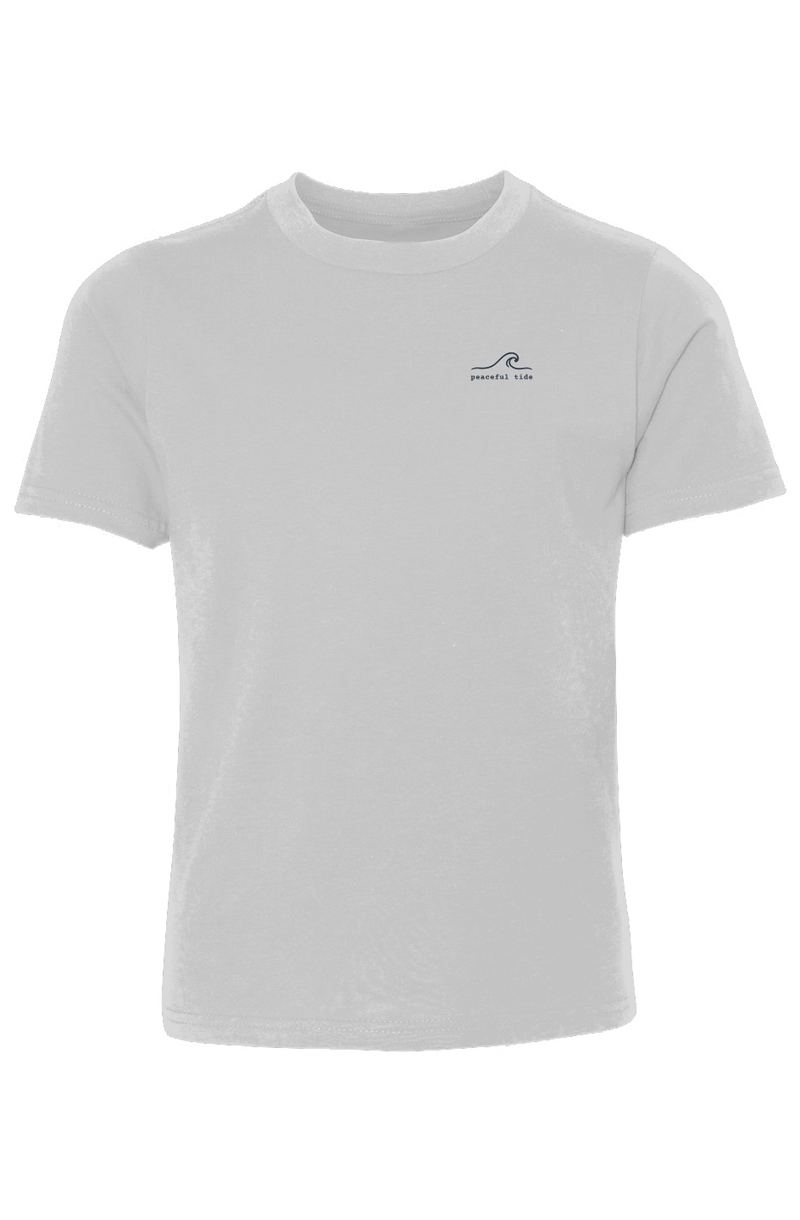 Kind Words Matter Youth Tee in Light Grey — front view on model