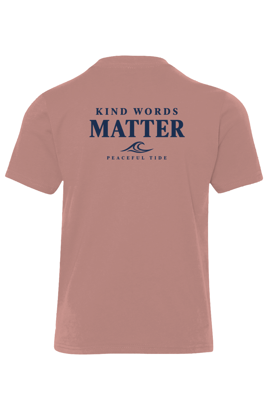 Kind Words Matter Youth Tee in Desert Pink — folded flat