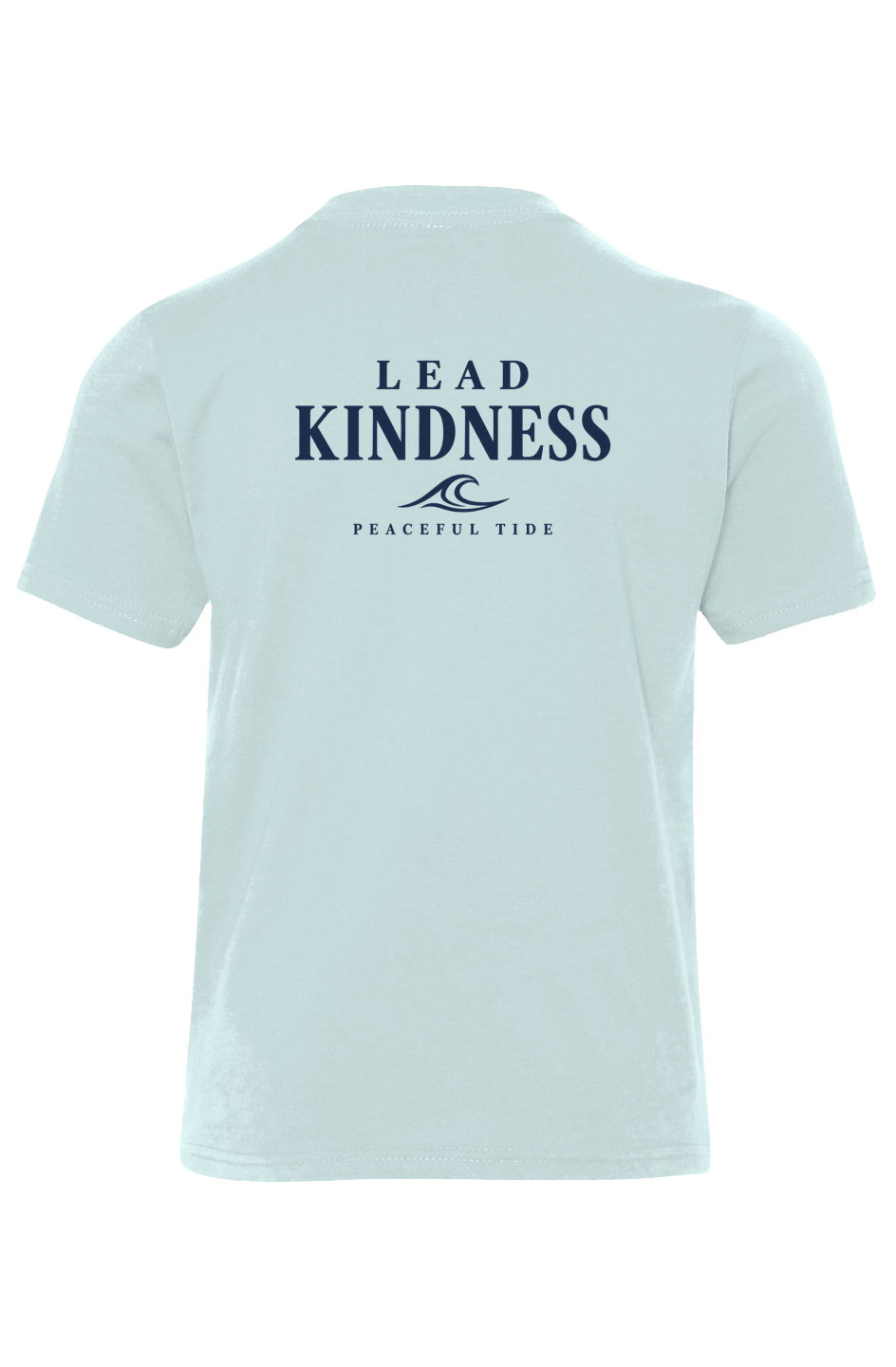 Lead Kindness Youth Tee in light blue — folded flat
