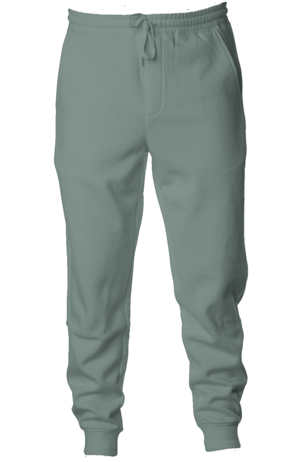 Pigment Dyed Fleece Joggers in Pigment Alpine Green, front view on model