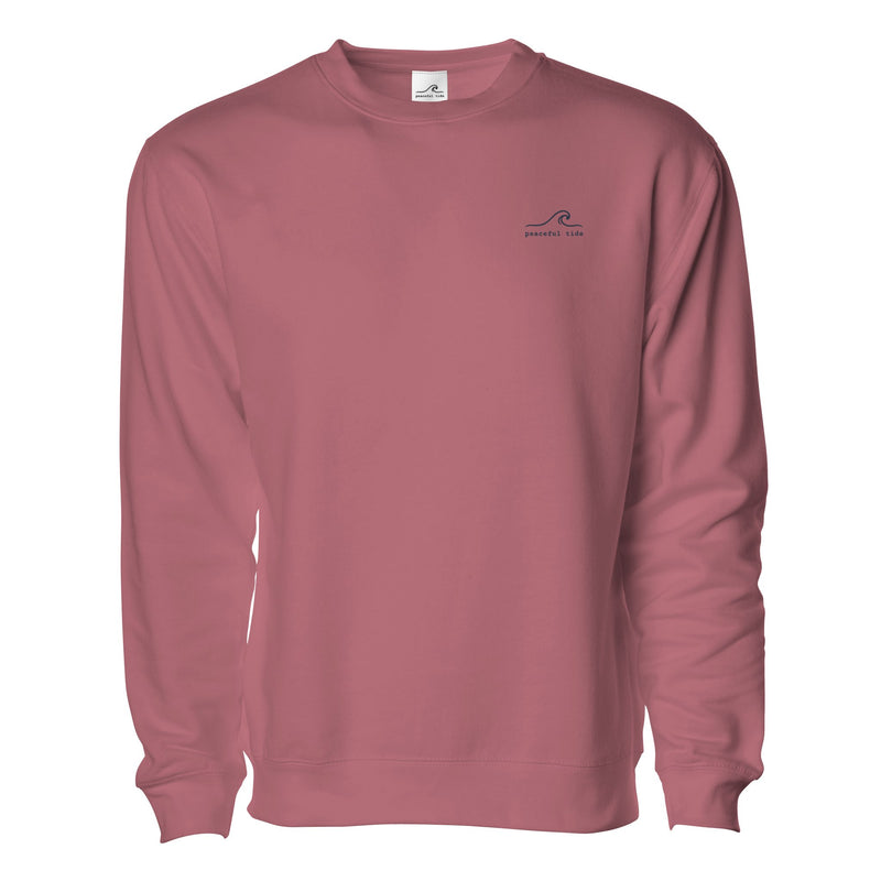Signature Peaceful Tide Sweatshirt in Pigment Maroon, folded flat