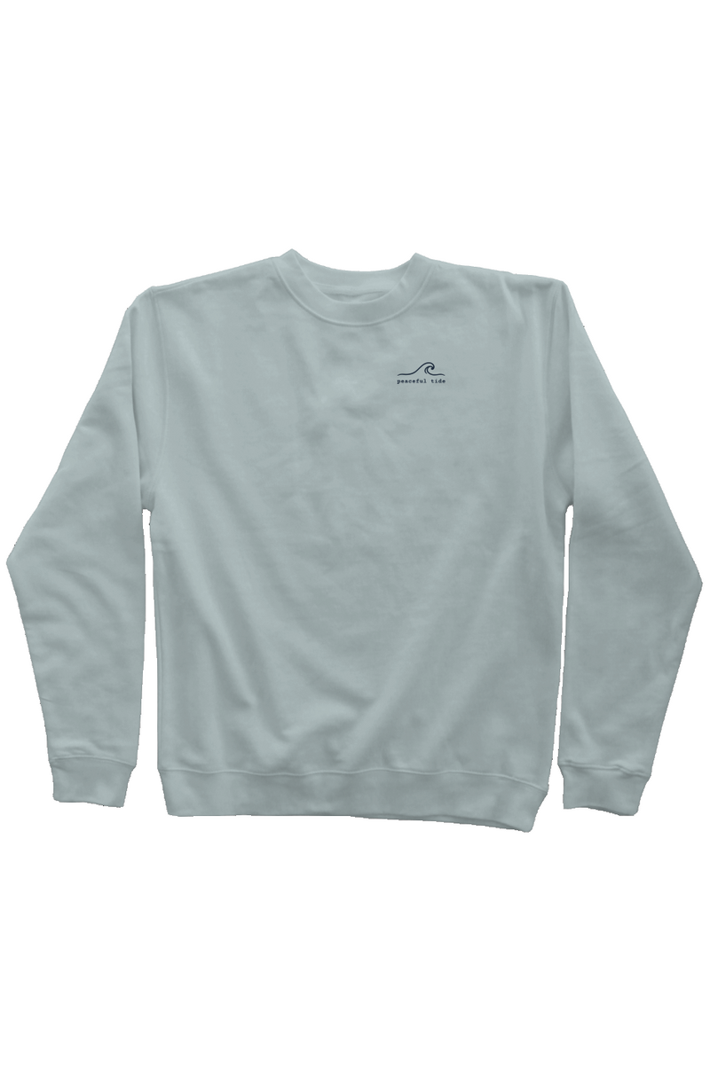 Jesus Saves, Ask Me How I Know Signature Sweatshirt in Pigment Sage, worn by a model, back view