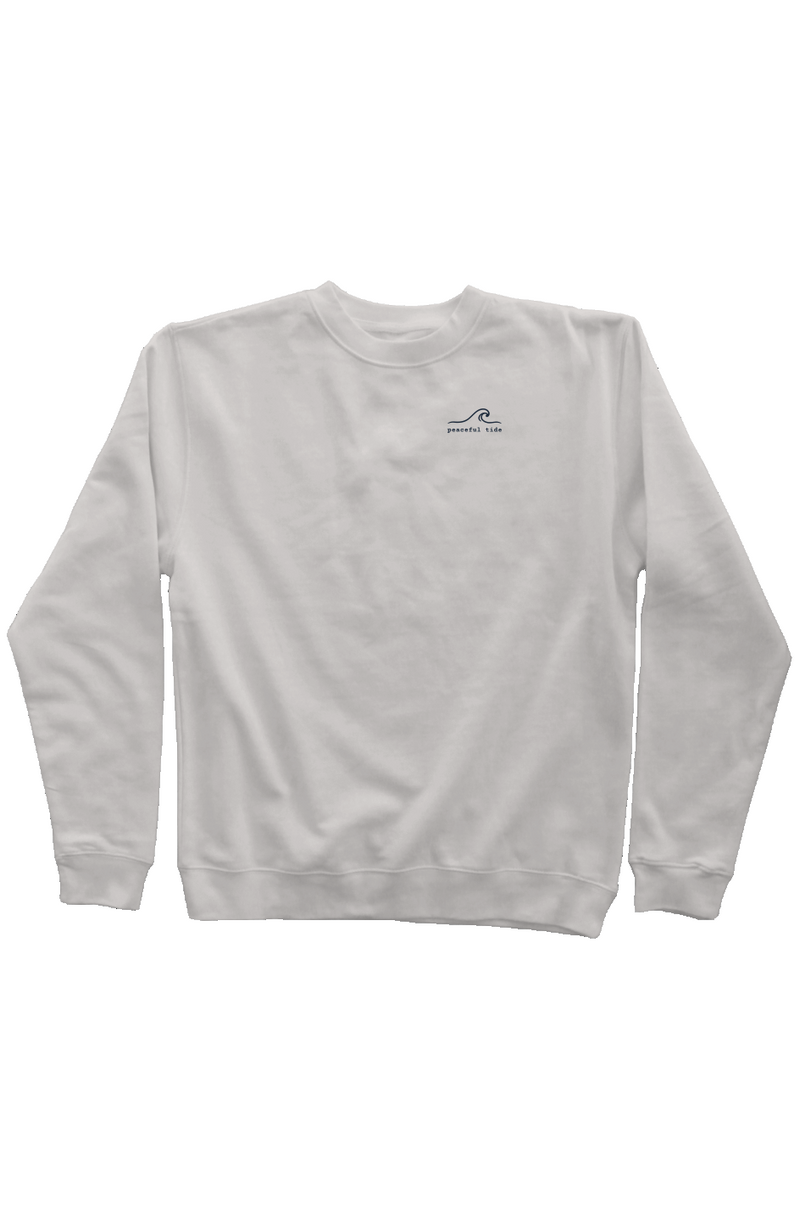 One Day, One Step, One Prayer Sweatshirt in Pigment Ivory, worn by a model, front view