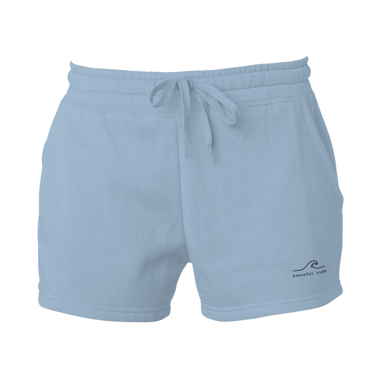 Women's Cali Wave Wash Shorts in Misty Blue, front view on model