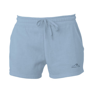 Women's Cali Wave Wash Shorts in Misty Blue, front view on model