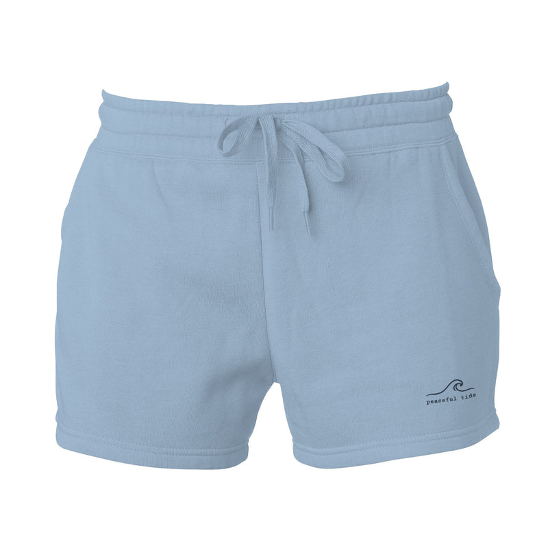 Women's Cali Wave Wash Shorts in Misty Blue, front view on model