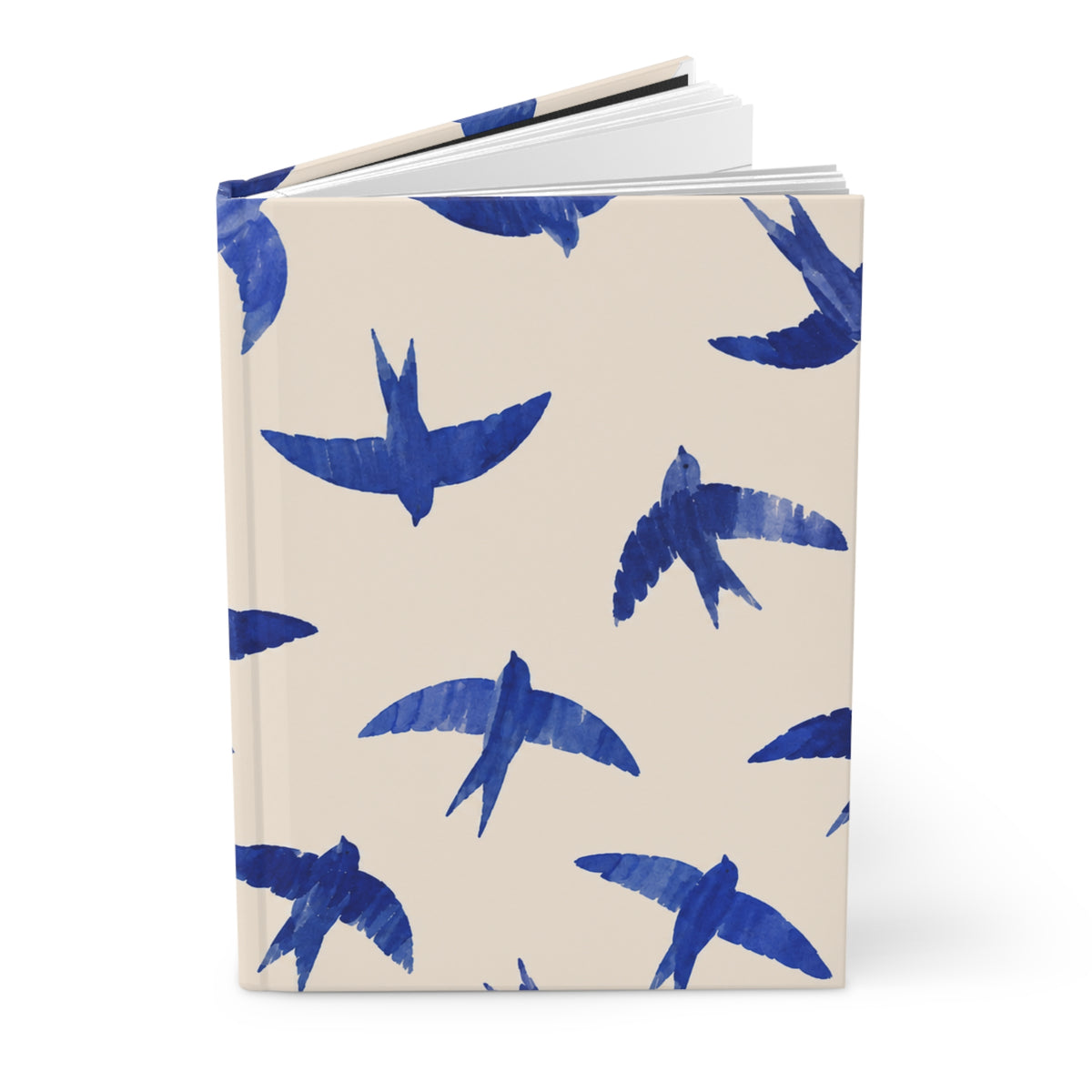 Close-up of the Blue Swallow Hardcover Journal's cover print