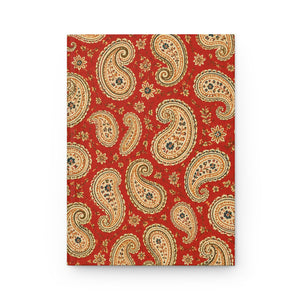 Rust Paisley Hardcover Journal, front cover, closed on a flat surface