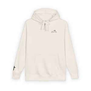 Faith Wave Hoodie in White, front view on model
