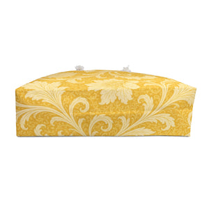 Golden Baroque Weekender Bag – interior view showing the cream cotton-poly lining