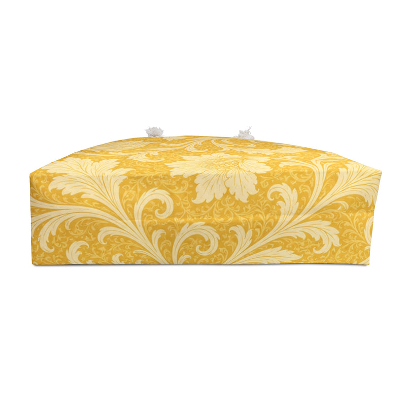 Golden Baroque Weekender Bag – interior view showing the cream cotton-poly lining