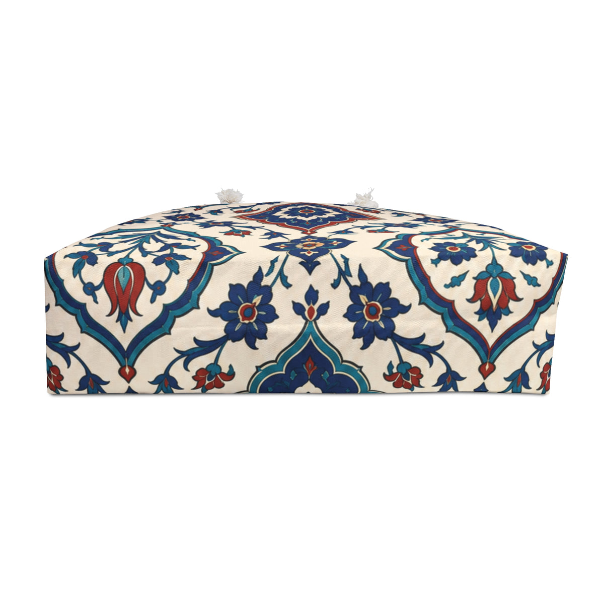 Moroccan Tile Weekender Bag – interior view showing the cream cotton-poly lining