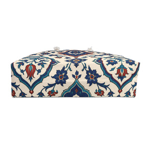 Moroccan Tile Weekender Bag – interior view showing the cream cotton-poly lining