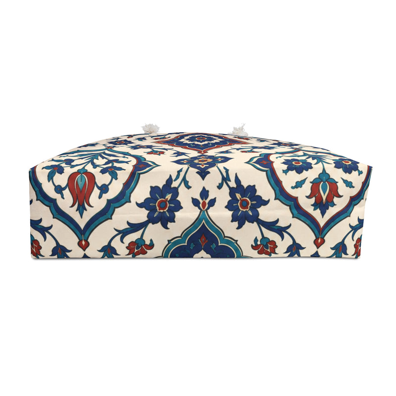 Moroccan Tile Weekender Bag – interior view showing the cream cotton-poly lining
