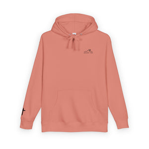 Faith Wave Hoodie in White, back view on model